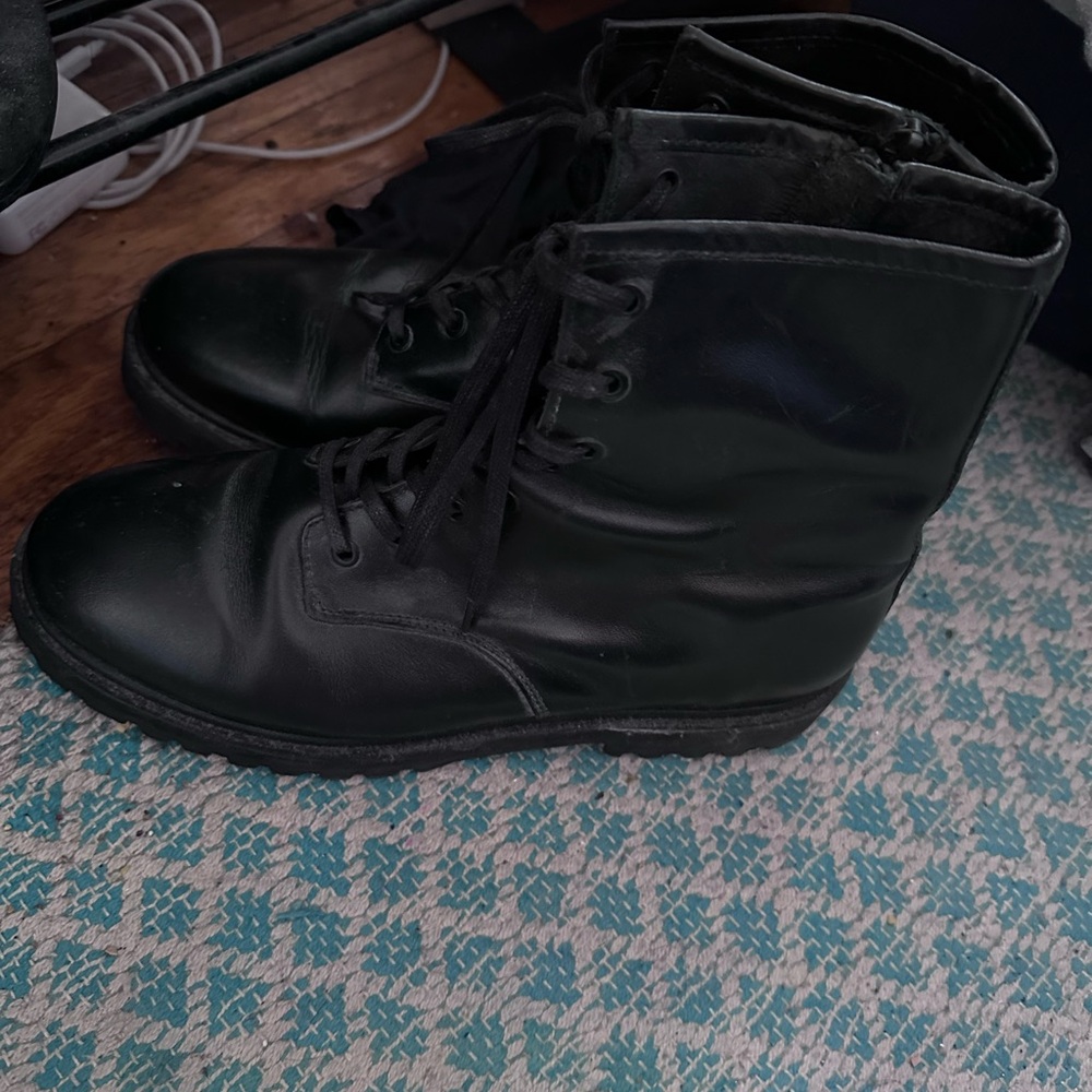 Women’s Black Leather Combat Boots